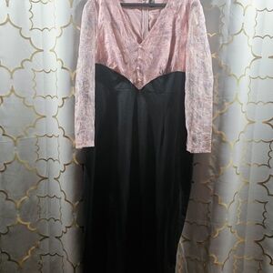 SHEIN Elegant Pink and Black Long Sleeve Dress